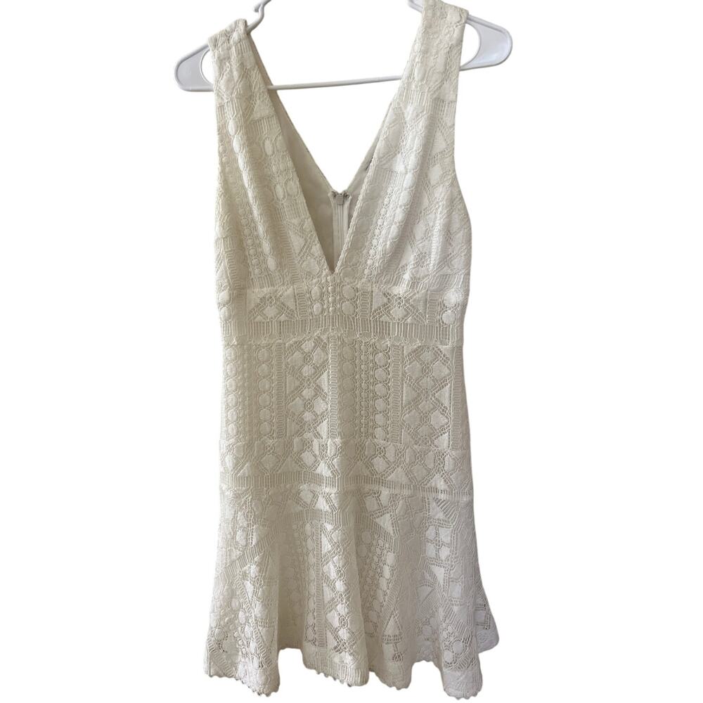 Greylin V-Neck V-Back White Lace Dress Size Small Bridal Graduation Cottagecore